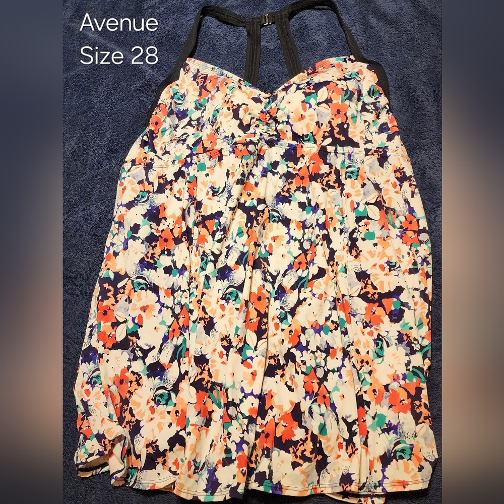 Avenue Floral One-Piece Swimsuit in Navy, Orange, Teal & Cream